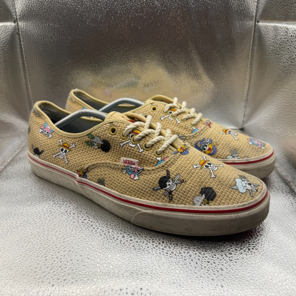 Size 13 Vans x One Piece Authentic Straw‎ Hat Brown Mens Low Athletic Sneakers